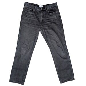 Zara Women's 32 Waist Size 10 Black Button Fly Straight Leg Denim Jeans Pants